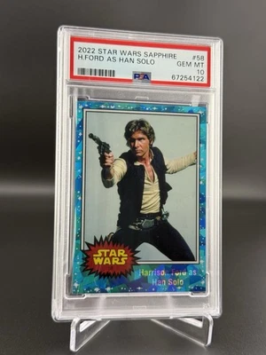 2022 Topps Chrome Sapphire Star Wars - Harrison Ford as Han Solo #58 Gem PSA 10 - Image 1 of 2
