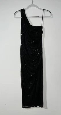 GRACE KARIN Blk. Sequin Formal Maxi Dress One Shoulder,High slit,no belt,NWT,SM - Image 1 of 4