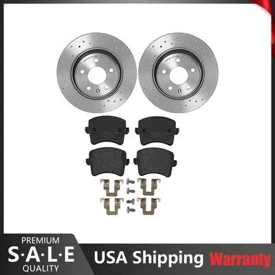Kit de frenos traseros Brembo Xtra rotores de disco perforados pastillas bajas para Audi A5 Quattro Foto 1 de 4