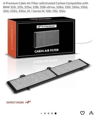 Filtro de ar de cabine A-Premium com carbono ativado compatível com BMW 323i 325i 328i - Imagem 1 de 3