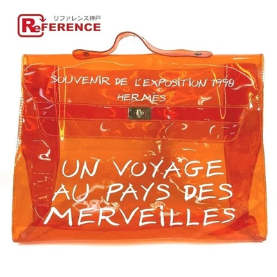 HERMES Vinilo Kelly Beach Bolso de Mano Naranja Transparente Bolso de Mano SOUVENIR DE L'EXPOSITION Foto 1 de 4