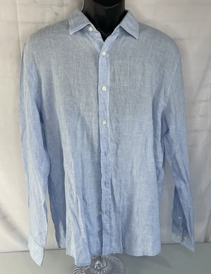 The Men's Store Bloomingdale's Plaid Button Up Shirt Blue Check Long Sleeve LG - Image 1 of 4