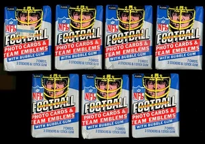 7ct 1984 Fleer NFL Football Teams In Action 7 Card/3 Stickers Unopened Wax Packs - Picture 1 of 2