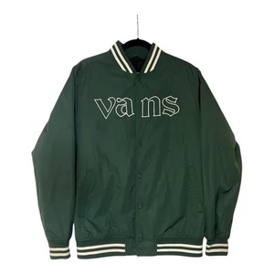 Vans Sixty Sixers Varsity Jacket Men's Sm Dark Green & White Robby Keene Bomber - Picture 1 of 5