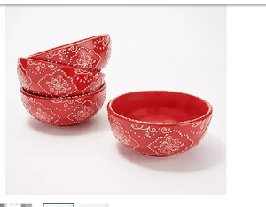 Nuevo Temp-tations Remolinos y Perlas Juego de (4) Cuencos 18-oz Horno Congelador Micro Seguro - Imagen 1 de 1