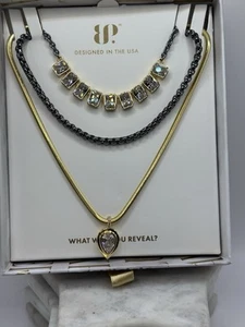 Bomb Party Mixed Metal Glam Summer Luxe Layer 2025 Necklace Gold Hematite - Picture 1 of 2