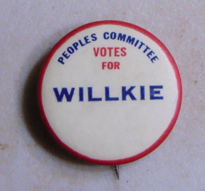 Wendell Willkie 1940 campaña pin botón político Foto 1 de 2
