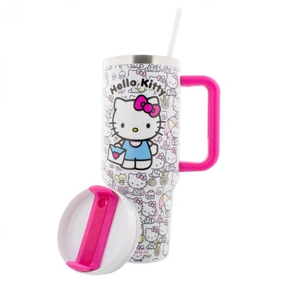 Sanrio Hello Kitty 40oz Stainless Steel Tumbler with Handle, Lid, & Straw (He... - Image 1 of 4