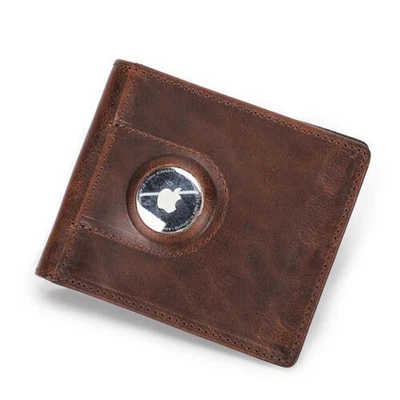 Mens RFID Blocking Leather Wallet Coin Pocket Card Photo ID Holder AirTag Slot - Image 1 of 4