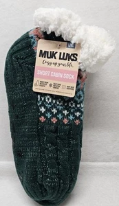 MUK LUKS Women's Short Cabin Sock, 1 Pair, Green, Size L/XL, Fits Shoe Size 8-10 - Picture 1 of 11