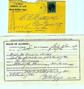 1870 SC 136 ATTORNEY 'S LEGAL DOCUMENT FOR UNPAID DEBT.  TO PERSON,  NEW YORK  C - Picture 1 of 1