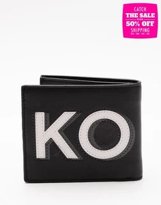 RRP€125 MICHAEL KORS Leather Bifold Wallet Logo Patch Card Pockets - Picture 1 of 7