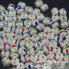 100pcs Czech Crystal Rhinestones Pave Diamante Round Spacer Beads 6mm 8mm 10mm