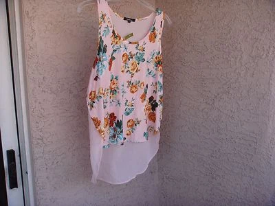 AUTHENTIC " AMBIANCE " WOMEN'S PINK FLORAL SLEEVELESS TOP SIZE LARGE - Изображение 1 из 4