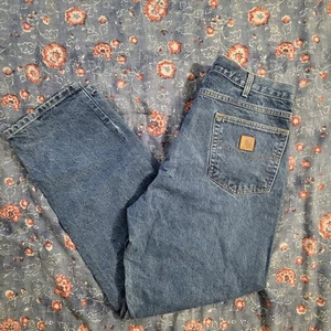 Carhartt Mens Jeans 38x32 Relaxed Fit Straight Blue Denim High Rise Pants Casual - Picture 1 of 8