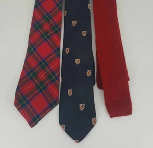 3 vintage neckties SCOTTISH Scotland Royal STEWART tartan plaid Lion Rampant - Picture 1 of 8