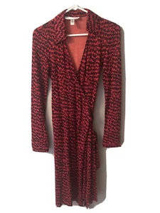 Diane von furstenberg vintage dress Size 2 red black - Picture 1 of 4