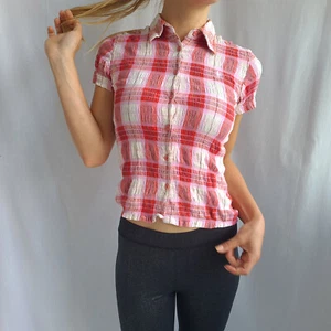 Desigual Womens Button Shirt Size M Slim Fit Cotton Stretch Plaid Blouse Top - Picture 1 of 20