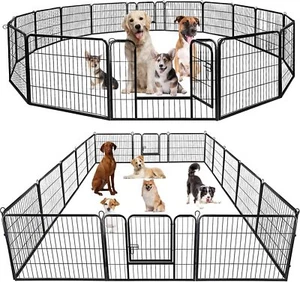 Dog Playpen Pet Dog Fence 24"/ 32" /40" Height 8/16/24/32 Panels Metal Dog Pen - Picture 1 of 19