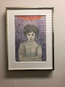 Lawrence Lebduska "Elizabeth Taylor" Portrait. Farbkreide und Bleistift. 1961  - Bild 1 von 10