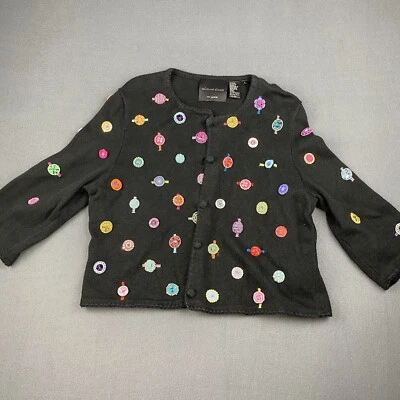 Cárdigan de Navidad vintage Michael Simon New York para mujer L bordado con cuentas Foto 1 de 4