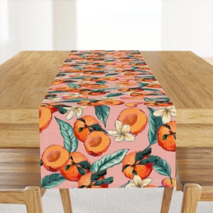 Peaches And Plumeria Flowers Sweet As A Peach Plumeria Printed Table Runner - Picture 1 of 6