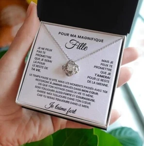 Collier Pour Ma Magnifique Fille Je T'Aime Fort (Modèle 69) (Coloris Argent) - Foto 1 di 1