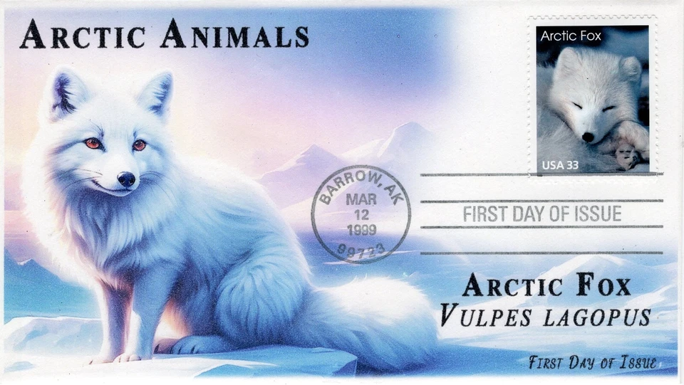 AO 3289,1999, Arctic Animals, First Day Cover, Add-on Cachet, Arctic Fox SC 3289 - Image 1 of 1