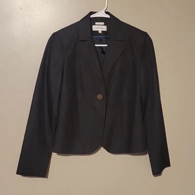 Blazer Calvin Klein manga curta manga comprida preto denim cor feminino tamanho 6 - Imagem 1 de 4