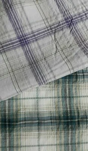 POLYCOTTON FABRIC CHECKED AND WAVY EFFECT - SOLD BY THE METRE - Picture 1 of 9