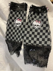 Monster High Black Mesh Armwärmer Sleeve schwarz/grau kariert Mädchen Halloween - Bild 1 von 6
