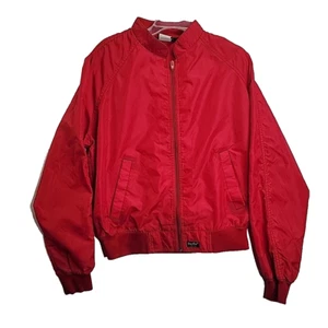 Vintage Tony Lama Jacke Herren groß rot Nylon Langarm Taschen Reißverschluss vorne - Bild 1 von 15