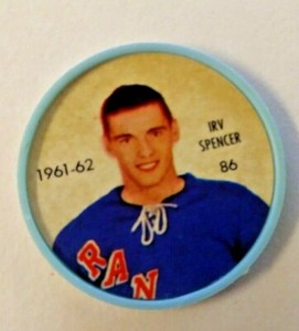 1961-62 SHIRRIFF COIN #86 Irv Spencer NY Rangers  Reduced 50%