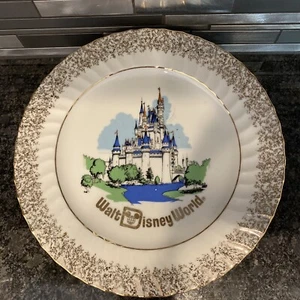 Vintage Walt Disney World Castle Plate Cinderella's Blue Gold Japan 10" - Picture 1 of 10
