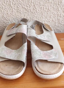 Neu Worishofer Damen Sandalen Gr 39 echt Leder Offwhite mit Muster sehr leicht - Bild 1 von 7