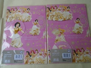 Disney Princess - pink & gold Gift Wrap - 4 sheets & 4 tags  NEW - Picture 1 of 1
