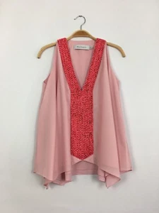 TBAGS LA Sleeveless V-Neck Beaded Front Draped Blouse Top Pink XS $198 B7 - Picture 1 of 3