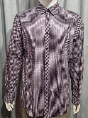 Esprit Collection Mens Dress Shirt USA-L 16.5 Blue Red Top Formal Check Slim Fit - Image 1 of 4