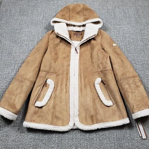 Chaqueta Koolaburra UGG Grande Piel Sintética Gamuza Capucha Piel de Oveja Penny Lane Abrigo NUEVO - Imagen 1 de 12