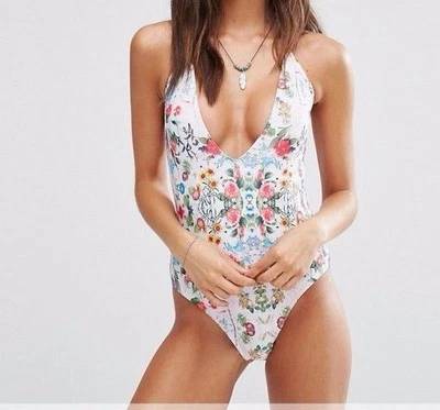 South Beach Floral One Piece Halter Swimsuit SZ UK 12 US 8 NEW Ships from US - Image 1 of 2