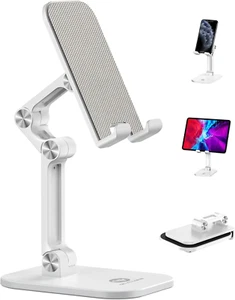 Phone Stand, Adjustable Height and Angle Cell Phone Stand for Desk Foldable Hold - Picture 1 of 12
