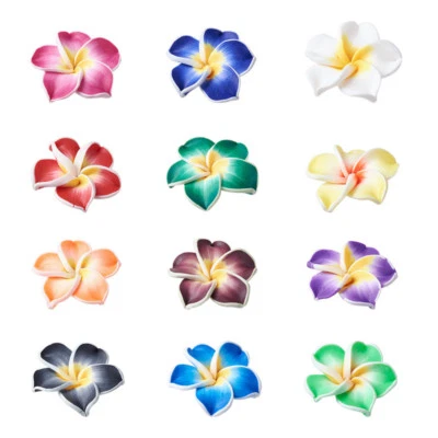 200x Cuentas Plumeria Flor 3D Hechas a Mano Arcilla Polimérica Color Mezclado 15x8mm Agujero 2mm  Foto 1 de 4