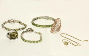 Natural Peridot Pearl Sapphire CZ Sterling 14K 6PC Asst'd Jewelry Lot 2.04 Ozt - Picture 1 of 1