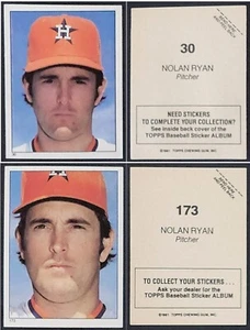 2-NOLAN RYAN 1981 TOPPS STICKERS - #'s 30 & 173 - HALL OF FAME - HOUSTON ASTROS - Picture 1 of 7