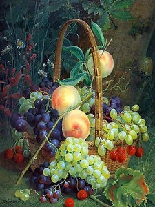 fruits in a basket grape Tile Mural Kitchen Bathroom Backsplash Marble Ceramic - Picture 1 of 7