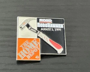 1999 Home Depot Ridgid Robo Hammer  Lapel, Hat Or Jacket Pinback Pin Vintage - Picture 1 of 7