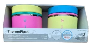 ThermoFlash 20 Unzen Thermo Lebensmittel Glas 2er Pack Heiß 12 Stunden mit Griff - NEU - Bild 1 von 5