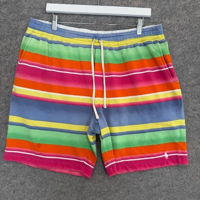Polo Ralph Lauren Spa Striped French Terry Shorts Mens XL Colorful 7" Ins Lounge - Image 1 of 4