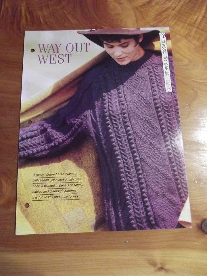 KNITTING PATTERN WAY OUT WEST CLASSIC TO CASUAL CREATIVE NEEDLES *GREAT* - Image 1 of 1