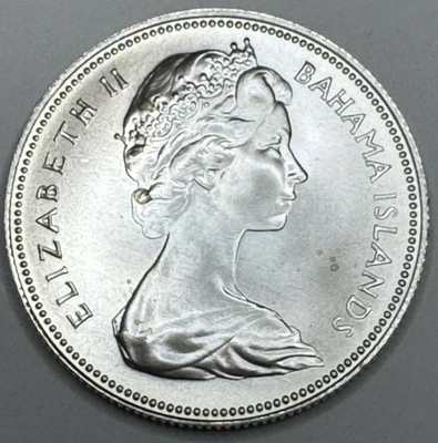 1970 Bahamas 50 Cents Silver Coin Low Mintage KM-7 - Image 1 of 2